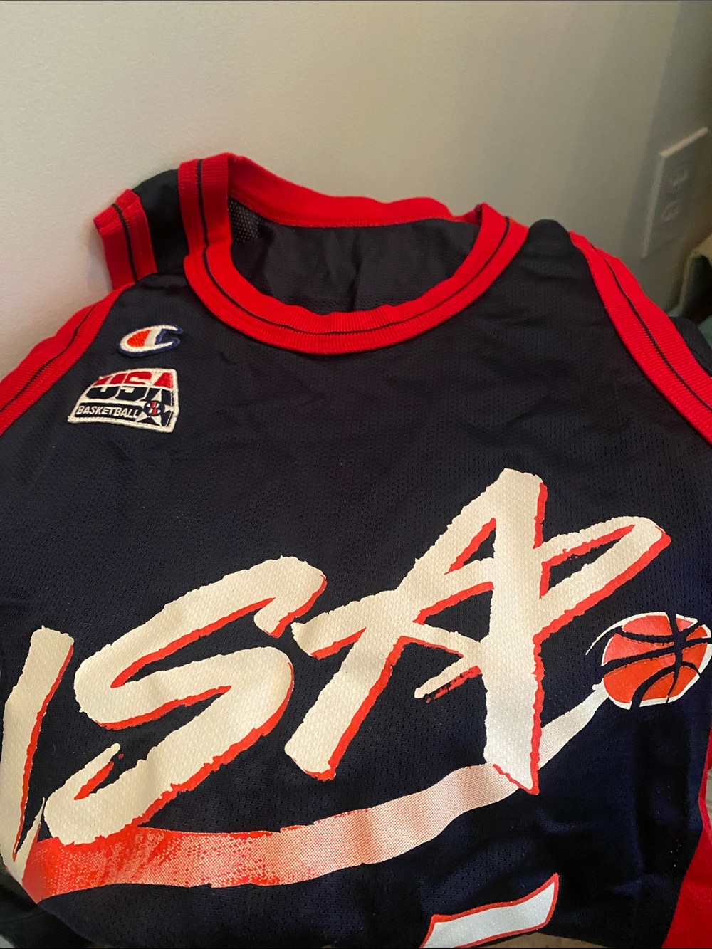 Champion Navy and Red USA Basketball Jersey